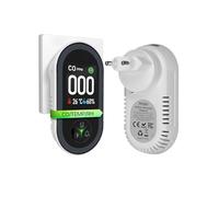 Détecteur de Monoxyde de Carbone avec Prise - Détecteur CO avec Capteur de Température & Humidité - Alarme Sonore pour Propane, Méthane, Éthane & CO - pour Maison et Caravane