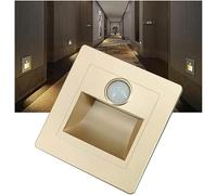 Détecteur De Mouvement 3w Lumières D’escalier 3000k Encastré LED Marche Lumière Escalier Intérieur Marche Applique Escalier Décoration De Chambre, Gold, 1Pcs