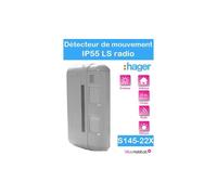 Détecteur de mouvement exterieur 2x12m- special animaux - Façade - IP 55 - S145-22X - Logisty Hager - pile lithium fournie