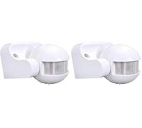 Détecteur de Mouvement Infrarouge Blanc, IP44, portée 12m, Angle Detect. 180°, Garantie 3 Ans - Tibelec (Lot de 2)