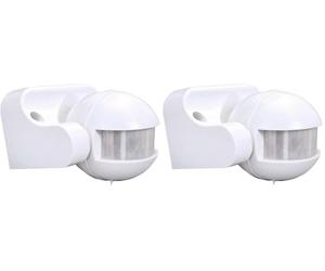 Détecteur de Mouvement Infrarouge Blanc, IP44, portée 12m, Angle Detect. 180°, Garantie 3 Ans - Tibelec (Lot de 2)