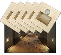 Détecteur De Mouvement Lumières D’escalier 3w 3000k Encastré LED Marche Lumière Escalier Intérieur Marche Applique Murale Escalier Décoration De Chambre, Gold, 5Pcs