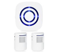 Détecteur de Mouvement, Sensor Alarme sans Fil au 3 Niveau Volumes, Sonnette sans Fil avec 2 Capteur et 1 RécepteurDetecteur de Passage pour Maison, Magasin, Bureaux, Garage, Porte