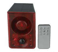 Détecteur de mouvement solaire extérieur avec détection infrarouge - Volume réglable - Trois modes - Fixation murale - Rouge - Chargement USB - Dissuasion des animaux - Antivol