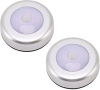 Détecteur de Mouvement Veilleuse Protection des Yeux Petite Lampe à Induction LED Ronde pour Placard Tiroir Fond de Lit 2pcs Lumière Blanche