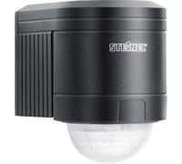 Steinel IS 240 Noir - Détecteur de mouvements extérieur infrarouge, angle de détection 240° pour façades, éclairage de Sécurité extérieur avec un support d'angle en PVC, IP 54, 602710