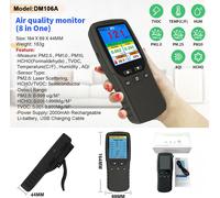 Détecteur de PM2.5 portable pour l'intérieur Thermohygromètre multifonctionnel Détecteur d'air numérique LCD pour la maison Analyseur de qualité de l'air intelligent Moniteur de pollution de l'air pou