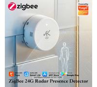 Détecteur de présence humaine Tuya ZigBee 24G MmWave Radar avec plaque magnétique et capteur d'éclairement, de température et d'humidité pour Z2M Tuya Zigbee 1