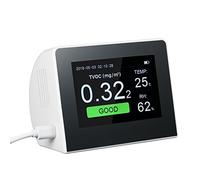 Détecteur de Qualité d’Air Multifonctionnel, Testeur Digital HCHO & TVOC, Mesureur CO2 avec Batterie Rechargeable - Surveillance Précise Intérieur/Extérieur, Affichage Couleu