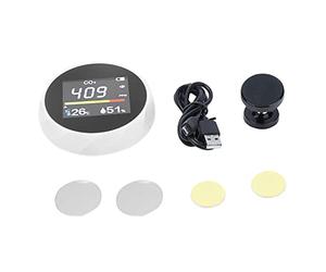 Détecteur de Qualité d'Air Mural, Multifonction USB, CO2, Température, Humidité, Blanc - Écran Couleur Intelligente, Alarme Visuelle, Usage Domestique et Bureau (Blanche)