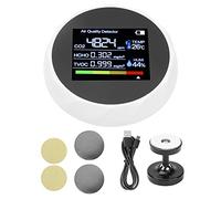 Détecteur de Qualité de l’Air Multifonction, TVOC CO2, Température et Humidité, Écran Digital, Recharge USB, Portable, Blanc - Surveillance en Temps Réel, Alarme Visuelle, Usage (Blanche)