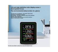 Détecteur de Qualité de L'Air 5 en 1 avec Support USB Type-C, Affichage Automatique Multifonctionnel, Testeur Portable de CO2, HCHO et TVOC, Blanc
