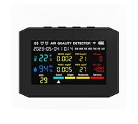 Détecteur de qualité de l'air, Moniteur de qualité de l'air 10 en 1, testeur de formaldéhyde, grand écran, compteur de température et d'humidité, alarme sonore for intérieur(Zwart)