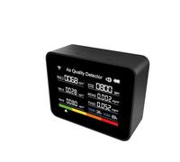 Détecteur de qualité de l'air, Testeur de qualité de l'air 13 en 1, CO2/TVOC/HCHO/PM2.5/PM1.0/PM10/température/humidité/heure/Date/alarme/minuterie/chronomètre, compteur de CO2(Zwart)