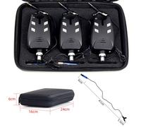 Détecteur de touche pêche 3pcs tackle alarme sans fil avec mallette de transport avec voyants - BEARWIN - led et signal sonore réc