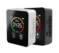 Détecteur Gaz Détecteur De CO2, Thermohygromètre Multifonctionnel, Analyseur Gaz Intelligent, Moniteur Numérique Pollution L'air Domestique(White and Black)