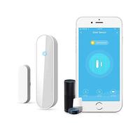 Détecteur magnétique de capteur de Porte et fenêtre WiFi Compatible avec Alexa Google Home , Porte d'alarme de sécurité sans Fil pour la Maison Ouverte, contrôle APP