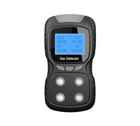 Détecteur Multi-gaz Portable 4 en 1, CO, H2S, O2, monoxyde de Carbone EX, Moniteur de gaz Combustible avec Pince, Vibration visuelle Dates en Temps réel(Black)