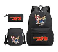 Detective Conan Anime 3 Pièces Set Sac À Dos Stationnaire Sacs En Toile Sacs À Main Étudiant Sac À Dos Stationnaire Set Detective Conan Case Closed Conan Sac Épaule