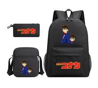 Detective Conan Anime Sac À Dos 3 Piece Set Stylo Sac Crossbody Sac École Starting Essentials Case Closed Conan Imprimé Sac d'École Sac Épaule Sac Étudiant Sacs Toile Sacs A Main