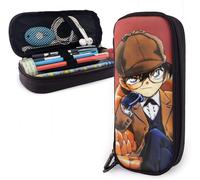 Détective Conan Trousse À Crayons En Cuir Grande Capacité Avec Fermeture Éclair Pour Étudiants Et Étudiants