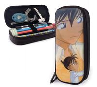 Détective Conan Trousse À Crayons En Cuir Grande Capacité Avec Fermeture Éclair Pour Étudiants Et Étudiants