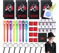 Détective Pinata Anniversaire Enfant avec Stylo Encre Invisible, Carnet de Notes, Cartes D'identité de Détective, Loupes, Encreurs Empreintes Digitales Kit Espion pour Enfant Garçon Fille Jeu de Rôle