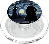 Détective Sherlock Holmes London Nuit étoilée Van Gogh PopSockets PopGrip pour MagSafe