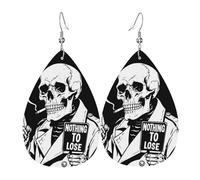 Détective Squelette Gothique « Rien À Perdre » Art Femme Boucles D'Oreilles Pendantes Longues Boucles D'Oreilles Grand Boucle D'Oreille Crochet Pour Quotidienne Cadeau Fête