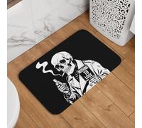 Détective Squelette Gothique Rien À Perdre Art Tapis De Bain Anti-Salissures Tapis De Douche Lavable en Machine Welcome Paillassons pour Salon Porte Extérieur 40X60Cm
