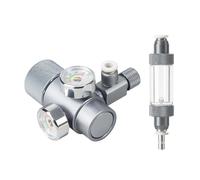 Détendeur CO2 Double Manomètre pour Aquarium Planté, Régulateur de Pression avec Raccord Rapide 6mm, Sortie Latérale Filetage W21.8, Aluminium Anodisé Anticorrosion, Compteur de Bulles Antiretour