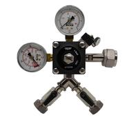 Détendeur de pression - ICH-ZAPFE.DE - 2-conducteur CO2 - 3bar - Manomètre métal - Robinet d'arrêt