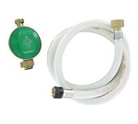 DETENDEUR POUR GAZ BUTANE AVEC SECURITE + FLEXIBLE SOUPLE 1M NF POUR BOUTEILLE 13KG