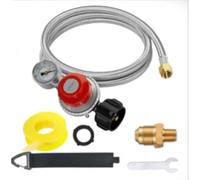 Détendeur Propane Réglable 5ft avec Manomètre Laiton | Laiton pur, structure 4 couches, sortie réglable 1-4 bars, jauge intégrée, usage extérieur sécurisé