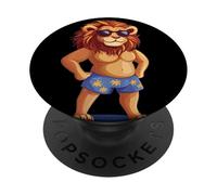 Détendez-vous et détendez-vous avec ce costume de lion de plage de vacances PopSockets PopGrip Adhésif