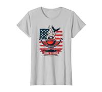 Détendez-Vous, Faites Griller et réalisez Le rêve américain T-Shirt, Femme, Argent, L