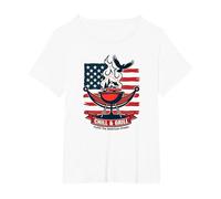 Détendez-Vous, Faites Griller et réalisez Le rêve américain T-Shirt, Femme Grandes Tailles, Blanc, 6X