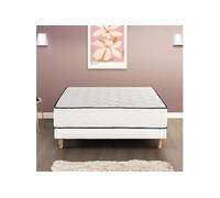 Ensemble matelas sommier 140 x 190 cm Hauteur 27 cm - ressorts ensachés - 7 zones - réversible - fabriqué en Belgique - DEKO DREAM