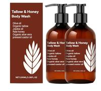 Détergent corporel au sébum et au miel pour femmes, nettoyant feuchtigkeitsspendender naturel avec du suif et du miel biologiques, gel douche doux pour les peaux sèches et sensibles. (2pcs)
