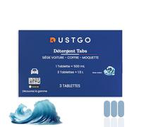 Détergent DUSTGO - Pack de 5 Boîtes (15 Pastilles) Brise-Océan | Détergent Shampouineuse pour Sièges Voiture, Tapis, Moquette, Tissus Véhicule | Formule Concentrée & Senteur Fraîche