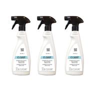 Détergent NETTOYANT SUIE sur vitres et revêtements de poêles et cheminées. ÉLIMINE LES GRAISSES DE COMBUSTION. Pack de 3 SPRAY de 0,5 litre