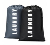Detesaya Sac à Linge, 2 pièces Sac à Linge de Voyage pour Linge Sale, Grands Sacs à Linge pour Camping & Voyages, Sac de Lavage Noir & Gris 24" x 36"