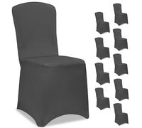 Detex® 10x Housse de Chaise Anthracite Opaque et Extensible Lavable Protection Chaise Couverture de Chaise Salle à Manger