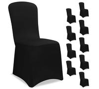 Detex® 10x Housse de Chaise Noire Opaque et Extensible Lavable Protection Chaise Couverture de Chaise Salle à Manger