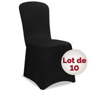 DETEX® 10x Housse de chaise noire opaque et extensible lavable protection chaise couverture de chaise salle à manger
