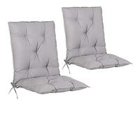 2x Coussin de chaise avec dossier Gris uni 116x57x7cm Coussin pour fauteuil Intérieur Extérieur Maison Jardin