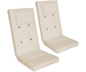 Detex 2X Coussins de Chaise de Jardin avec Dossier Haut Crème 118x45x7 cm Oreiller Appui-tête Amovible hydrofuges