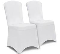 Detex 2X Housses de Chaise élastiques Blanc Noël Mariages évènements fêtes Forme Universelle Couverture Chaise Couvre-chaises