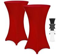 Detex® 2X Housses de Table de Bar bistrot Ronde Bordeaux-Rouge Ø70-75 cm Nappe Mange Debout Protection Table Cocktail