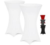 Detex® 2X Housses Table de Bar bistrot Ronde Blanc Ø80-85 cm Nappe Mange Debout Protection Table Cocktail Tissu Stretch